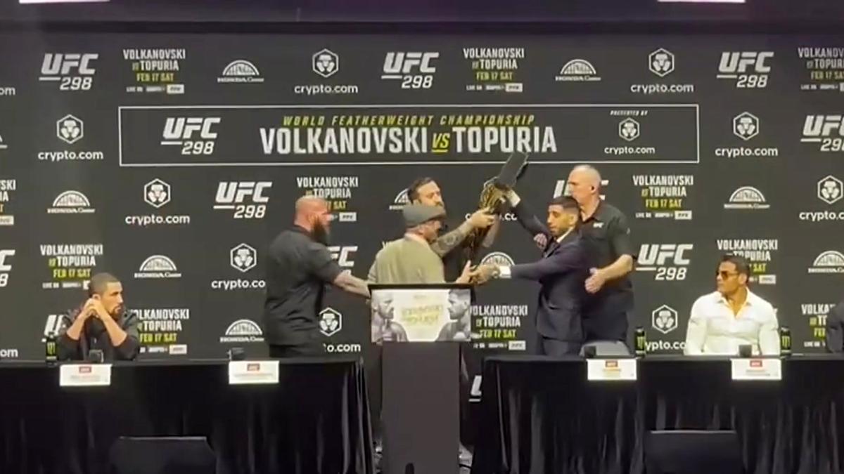 El 'momentazo a lo McGreggor' del cara cara entre Topuria y Volkanovski