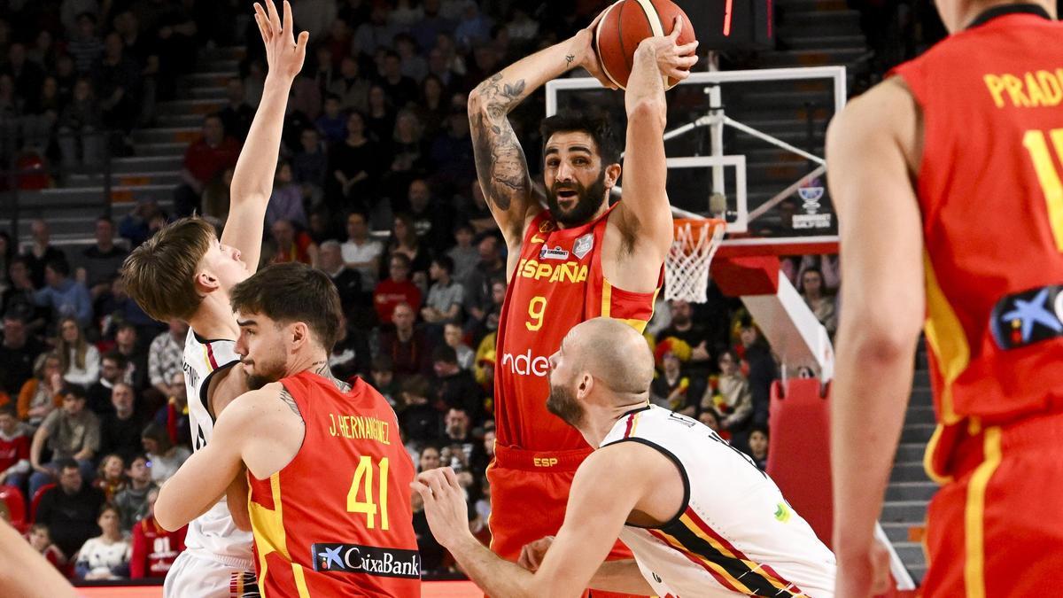 Ricky Rubio, con España ante Bélgica, este domingo.