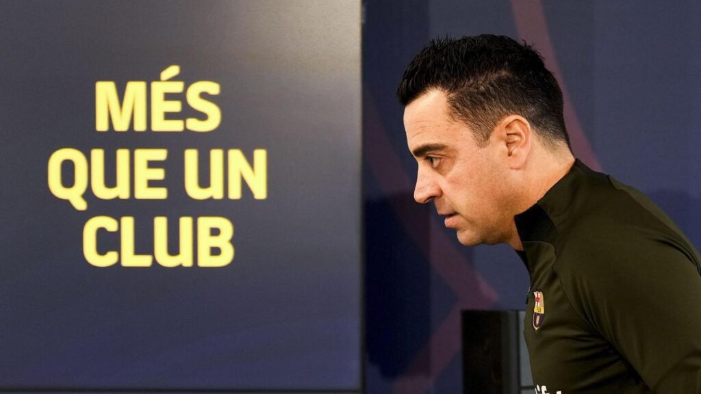 Xavi Hernández, técnico del Barça, en una rueda de prensa en la ciudad deportiva del Barça en Sant Joan Despí.