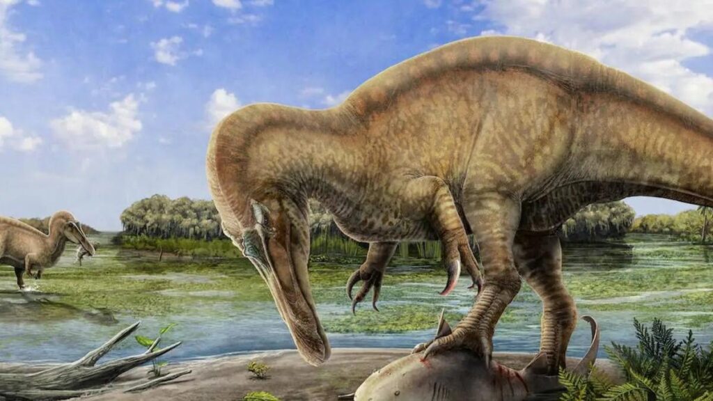 Recreación artística del 'Riojavenatrix lacustris'
