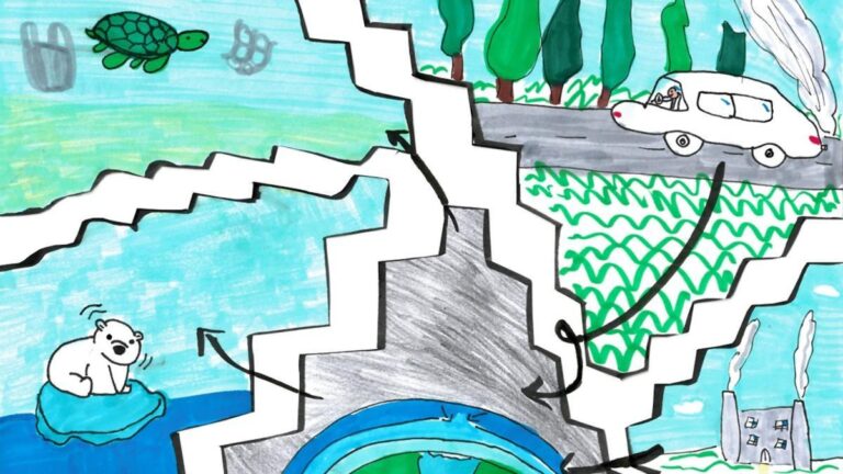 Laia (10 años) dibuja el cambio climático.