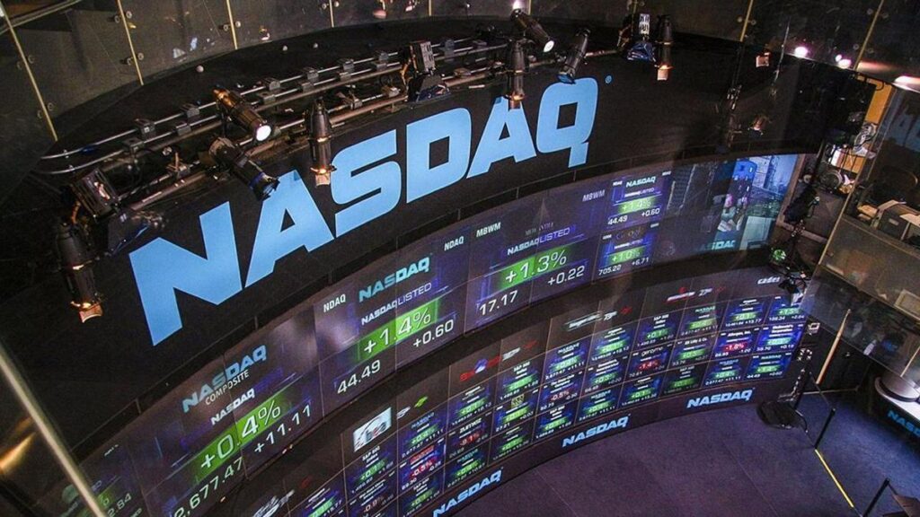 Pantallas del Nasdaq, el índice en el que cotizan las principales empresas tecnológicas.