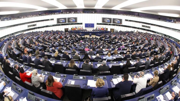 FILED - 13 March 2024, France, Strasbourg: A general view of a plenary session of them European Parliament. Photo: Philippe Stirnweiss/European Parliament/dpa - ATTENTION: editorial use only and only if the credit mentioned above is referenced in full