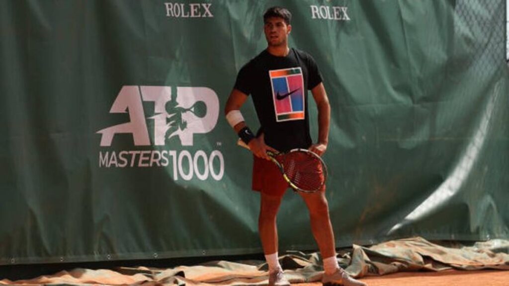 Alcaraz, en un entrenamiento en Montecarlo.