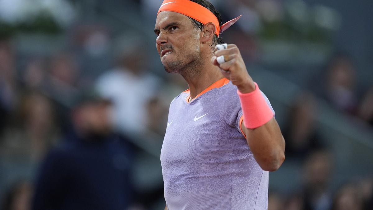Rafael Nadal celebra durante el Mutua Madrid Open 2024.