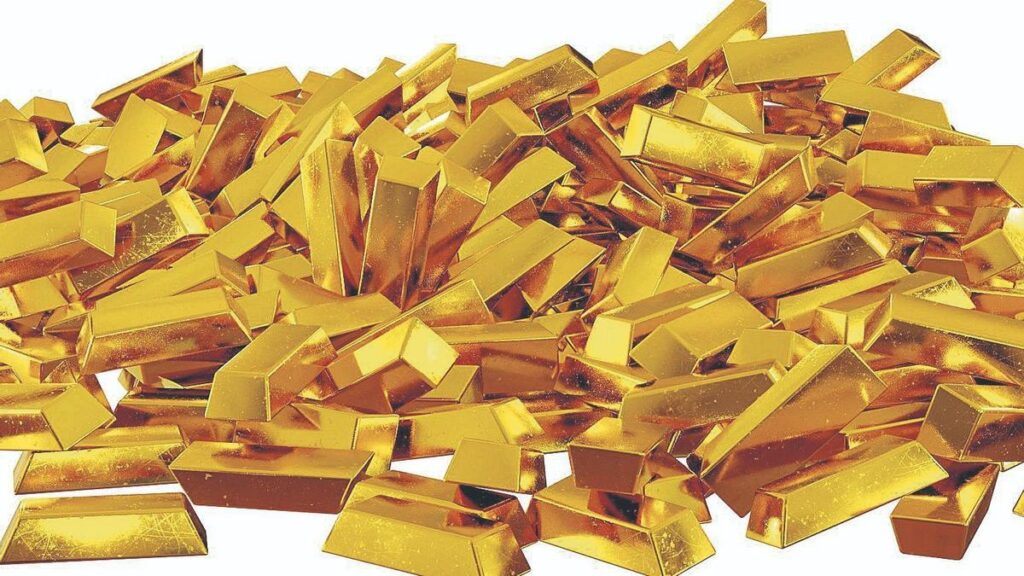 Varios lingotes de oro macizo.