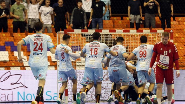 Los jugadores de la selección de balonmano celebran esu clasificación para el Mundial.