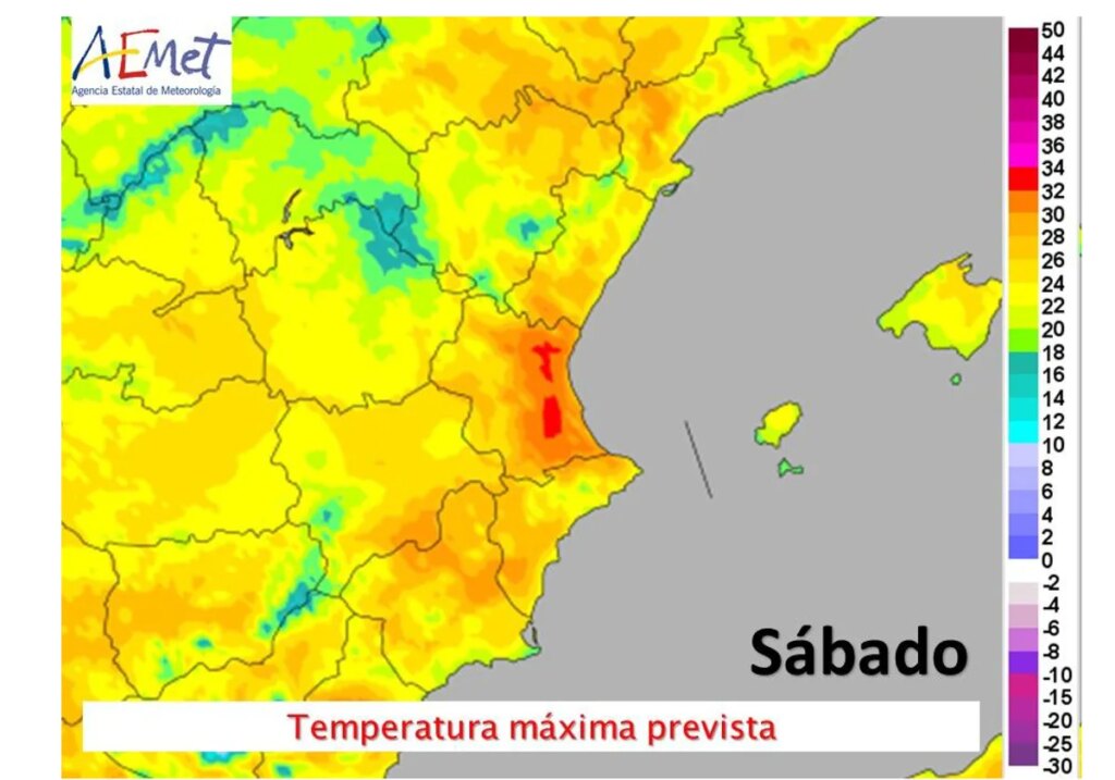 La Aemet avisa de temperaturas de 30 grados para este fin de semana del 4 y 5 de mayo en Valencia