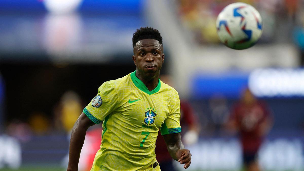 Vinicius durante el estreno de Brasil en la Copa América ante Costa Rica en Los Ángeles.