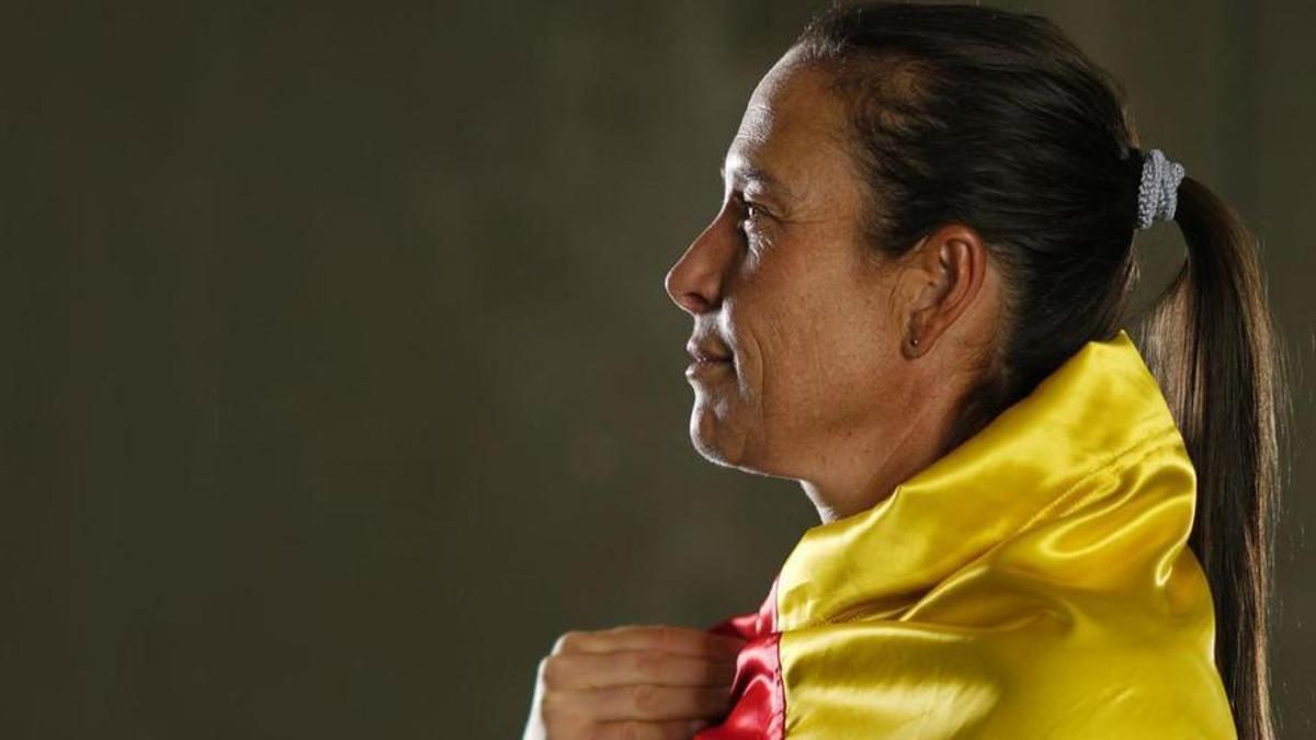 Támara Echegoyen, con la bandera española