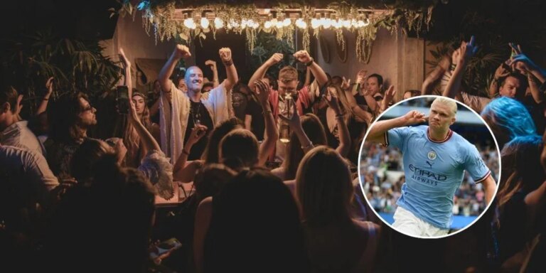 Así disfruta Haaland de una noche de fiesta en un beach club de Marbella