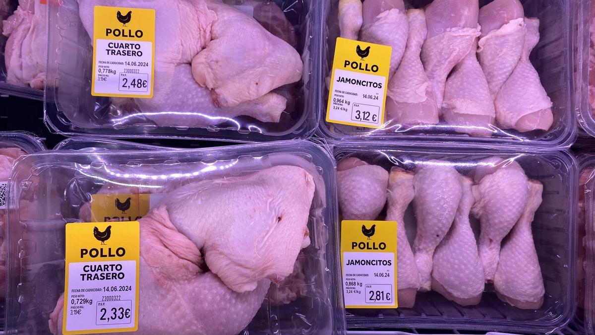 Bandejas de pollo como las analizadas por el Observatorio de Bienestar Animal, que ha detectado bacterias resistentes a los antibióticos