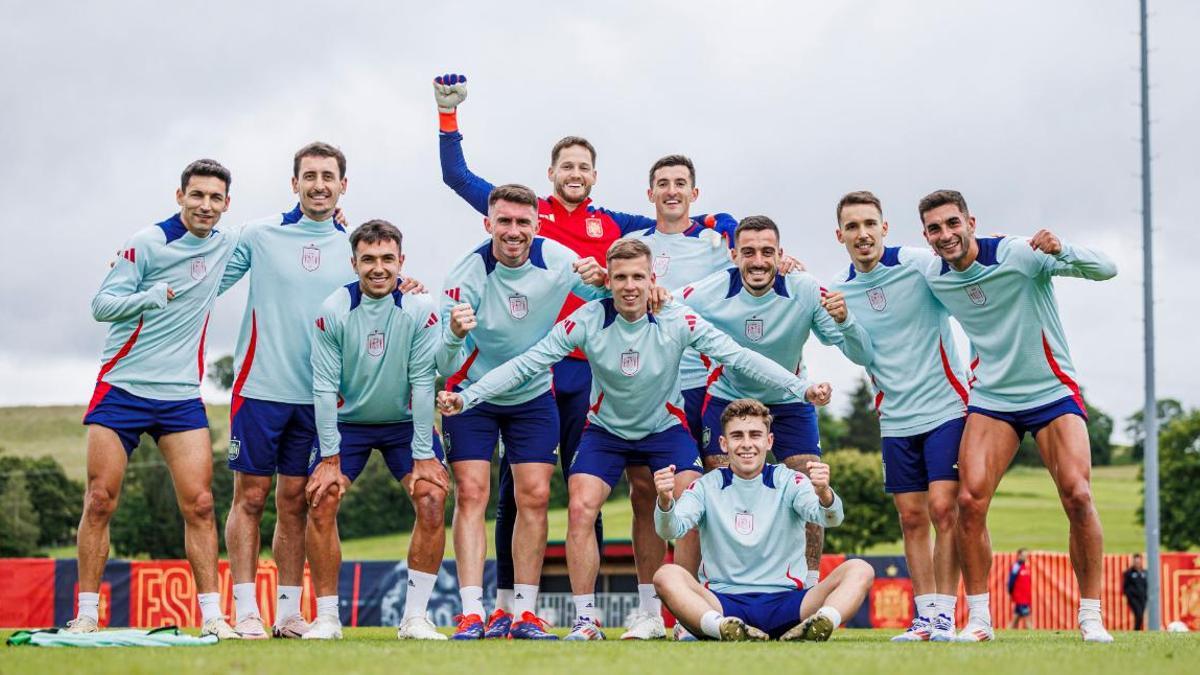 Los jugadores de la selección, durante un entrenamiento en Donaueschingen