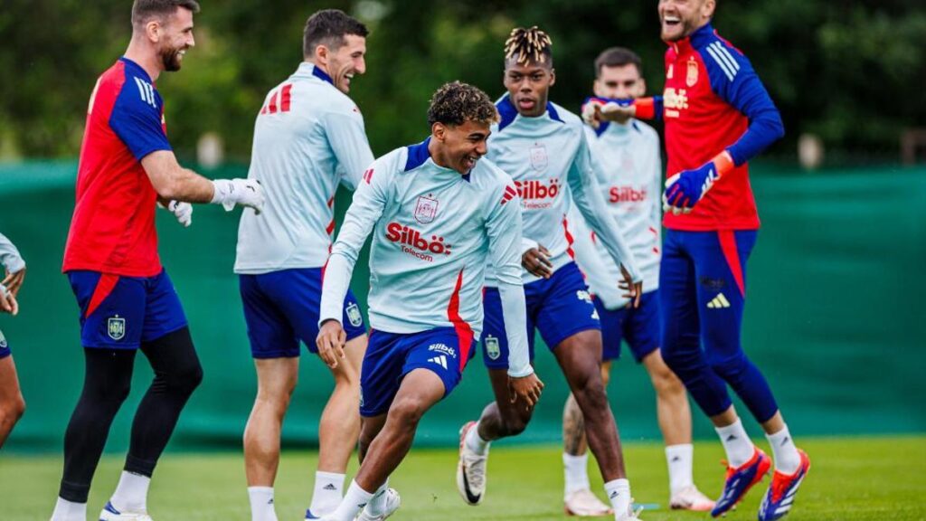 Los jugadores españoles, en el último entrenamiento en Donaueschingen