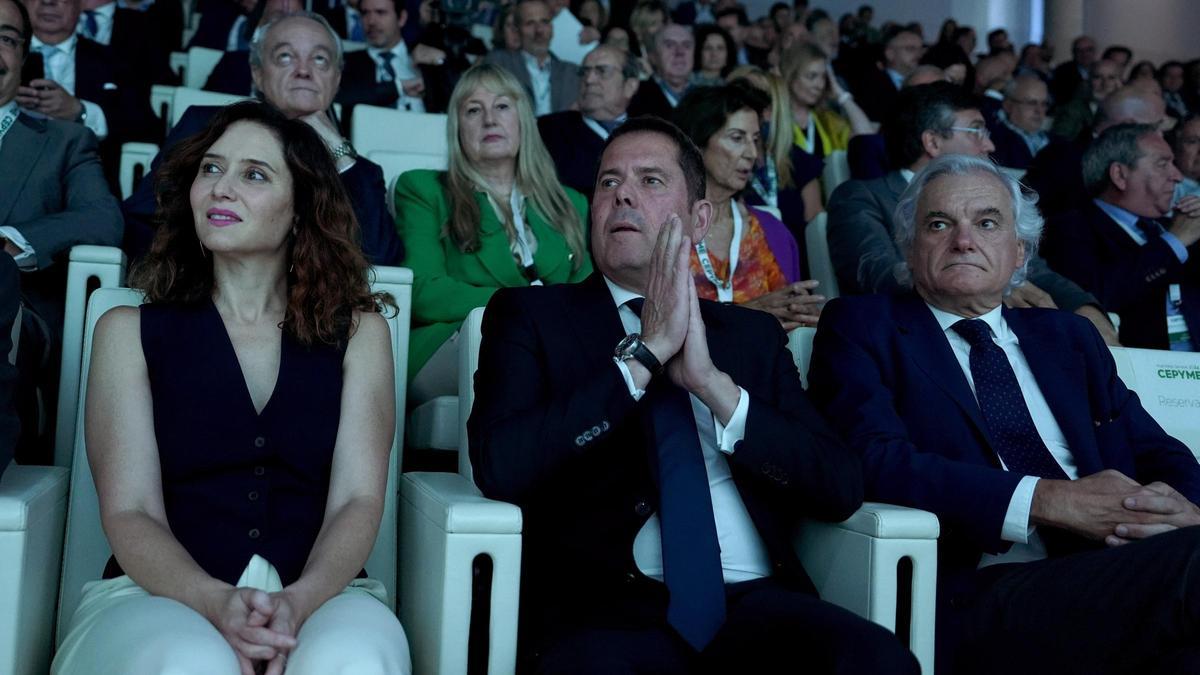 Isabel Díaz Ayuso, presidenta de la Comunidad de Madrid y Gerardo Cuerva, presidente de la Cepyme inauguran la Asamblea General Cepyme 2024.