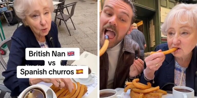 Una abuela británica prueba por primera los churros de San Ginés en Madrid y este es su veredicto
