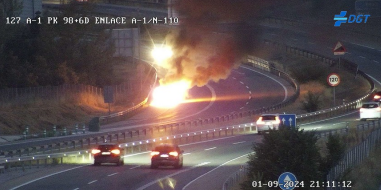 El incendio de un vehículo obliga a cortar la A-1 en sentido Madrid a la altura de Santo Tomé del Puerto (Segovia)